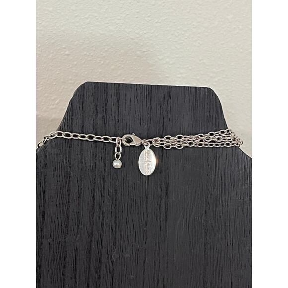 WHBM Necklace Lot 4pc Crystal Pearl Statement Layered Silver Tone - Picture 3 of 15